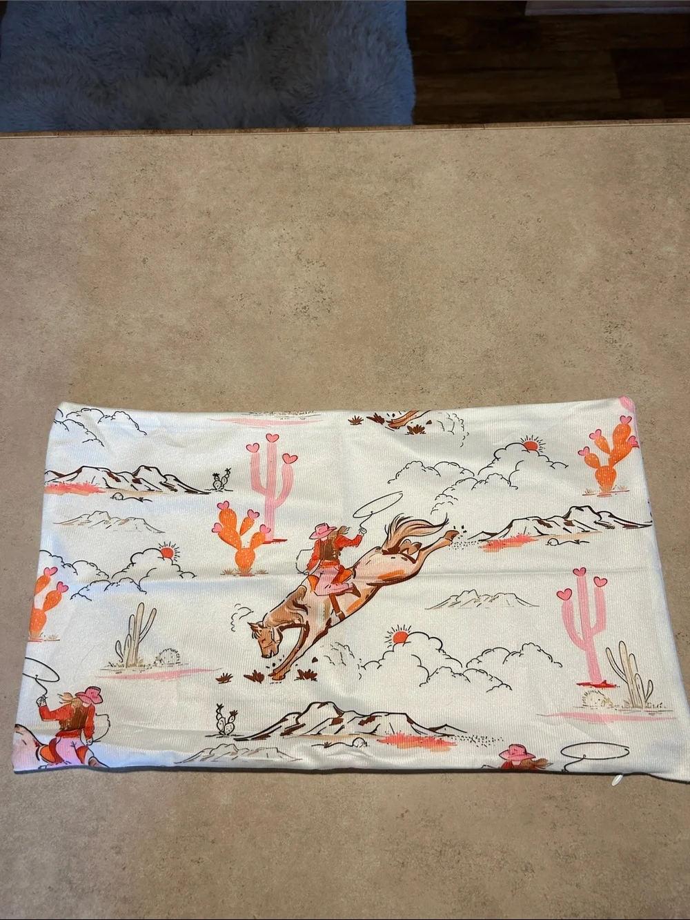 Cowgirl Rodeo Decorative Throw Pillow Cover in White and Pink